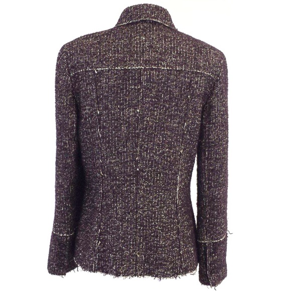 Lafayette 148 Alpaca Wool Bouche Purple Multi Blazer Jacket Petite Size 2 - Picture 2 of 9